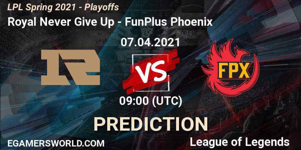Pronóstico Royal Never Give Up - FunPlus Phoenix. 07.04.21, LoL, LPL Spring 2021 - Playoffs