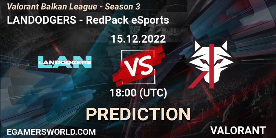 Pronóstico LANDODGERS - RedPack eSports. 15.12.22, VALORANT, Valorant Balkan League - Season 3
