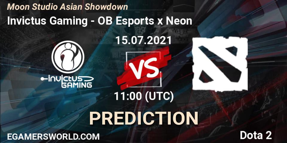 Pronóstico Invictus Gaming - OB Esports x Neon. 15.07.2021 at 11:00, Dota 2, Moon Studio Asian Showdown