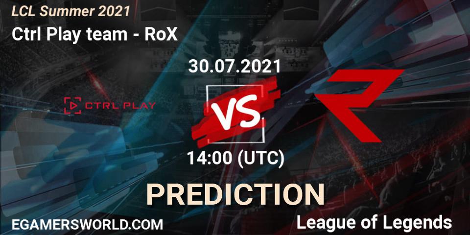 Pronóstico Ctrl Play team - RoX. 30.07.21, LoL, LCL Summer 2021