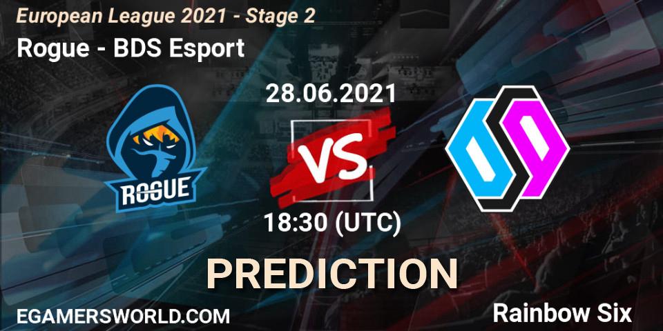 Pronóstico Rogue - BDS Esport. 28.06.2021 at 18:30, Rainbow Six, European League 2021 - Stage 2