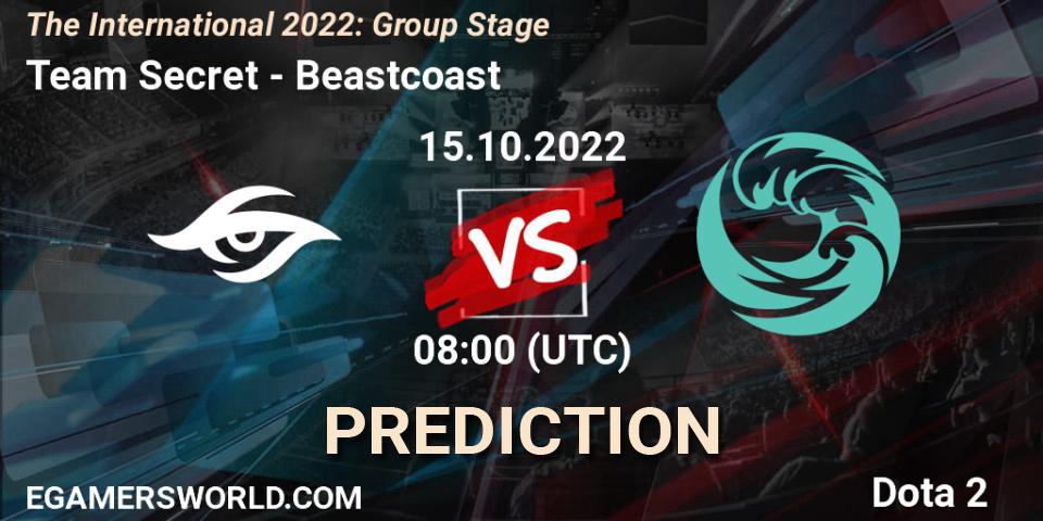 Pronóstico Team Secret - Beastcoast. 15.10.2022 at 09:22, Dota 2, The International 2022: Group Stage
