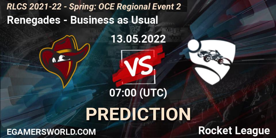 Pronóstico Renegades - Business as Usual. 13.05.22, Rocket League, RLCS 2021-22 - Spring: OCE Regional Event 2
