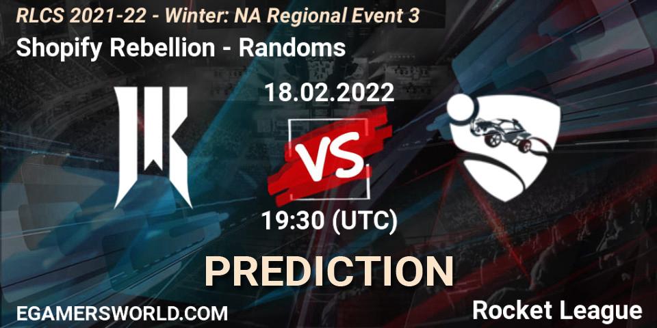 Pronóstico Shopify Rebellion - Randoms. 18.02.2022 at 19:30, Rocket League, RLCS 2021-22 - Winter: NA Regional Event 3