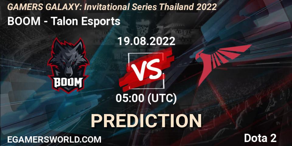 Pronóstico BOOM - Talon Esports. 19.08.2022 at 05:45, Dota 2, GAMERS GALAXY: Invitational Series Thailand 2022