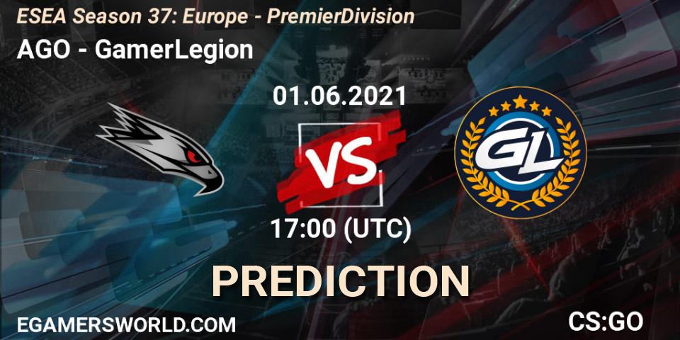 Pronóstico AGO - GamerLegion. 01.06.21, CS2 (CS:GO), ESEA Season 37: Europe - Premier Division