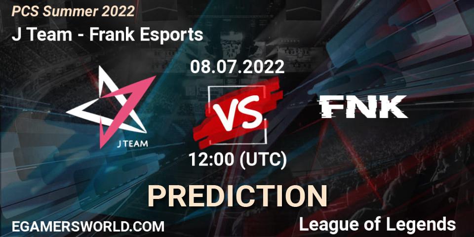 Pronóstico J Team - Frank Esports. 08.07.2022 at 12:00, LoL, PCS Summer 2022
