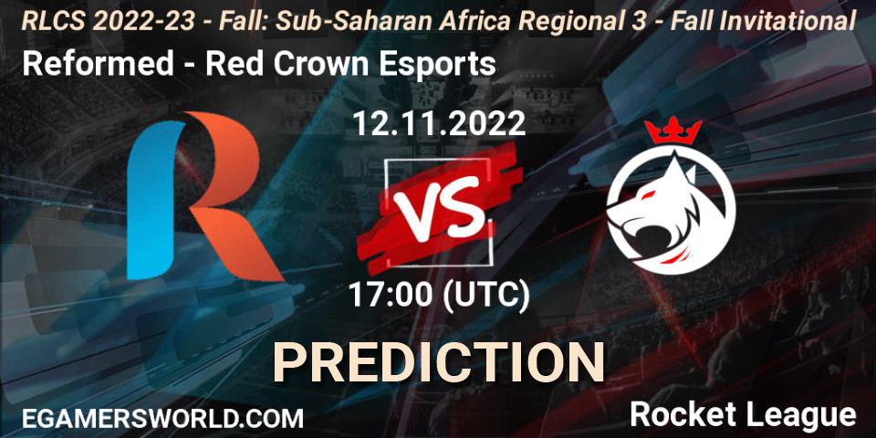 Pronóstico Reformed - Red Crown Esports. 12.11.2022 at 17:00, Rocket League, RLCS 2022-23 - Fall: Sub-Saharan Africa Regional 3 - Fall Invitational