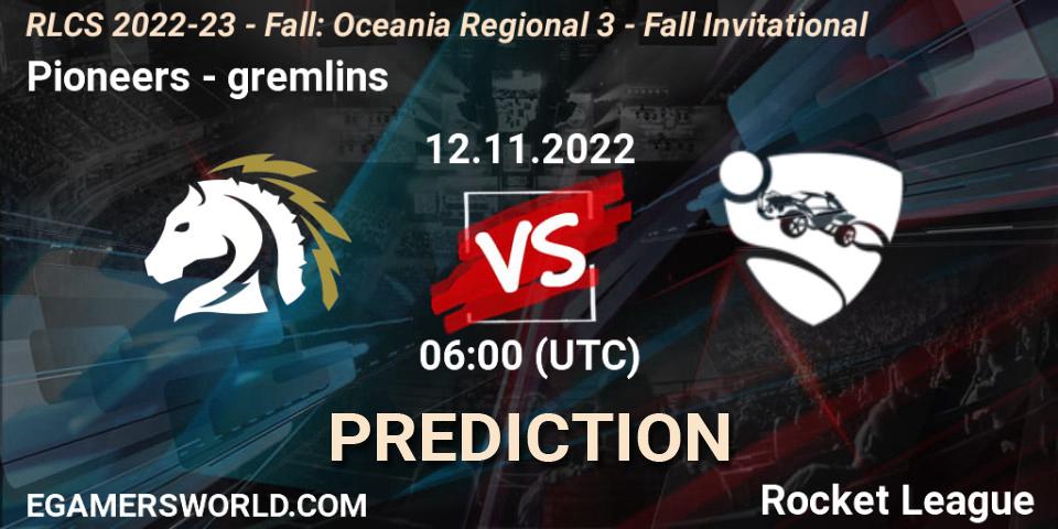 Pronóstico Pioneers - gremlins. 12.11.2022 at 06:00, Rocket League, RLCS 2022-23 - Fall: Oceania Regional 3 - Fall Invitational