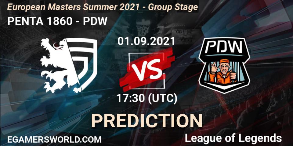 Pronóstico PENTA 1860 - PDW. 01.09.21, LoL, European Masters Summer 2021 - Group Stage