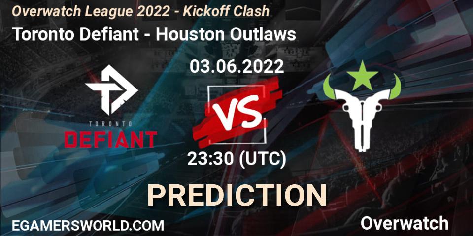 Pronóstico Toronto Defiant - Houston Outlaws. 04.06.2022 at 00:00, Overwatch, Overwatch League 2022 - Kickoff Clash