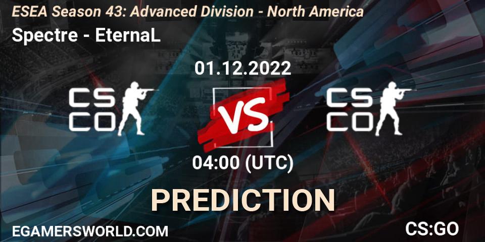 Pronóstico Spectre - EternaL. 01.12.22, CS2 (CS:GO), ESEA Season 43: Advanced Division - North America
