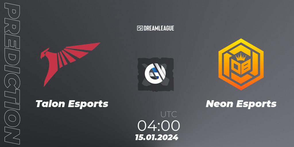 Pronóstico Talon Esports - Neon Esports. 15.01.2024 at 04:00, Dota 2, DreamLeague Season 22: Southeast Asia Closed Qualifier
