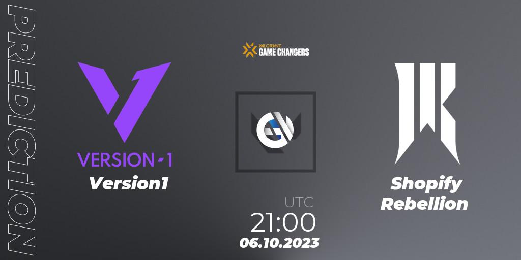 Pronóstico Version1 - Shopify Rebellion. 06.10.2023 at 21:15, VALORANT, VCT 2023: Game Changers North America Series S3