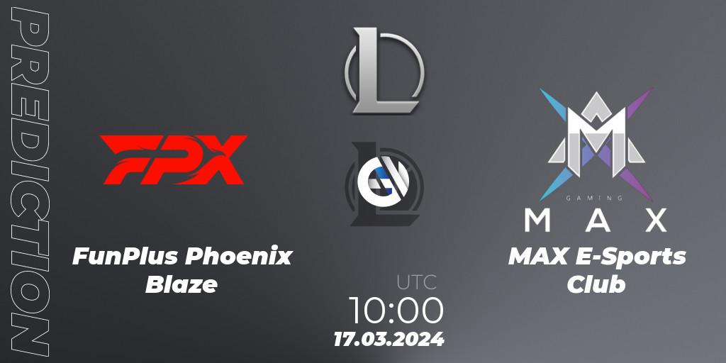Pronóstico FunPlus Phoenix Blaze - MAX E-Sports Club. 17.03.24, LoL, LDL 2024 - Stage 1