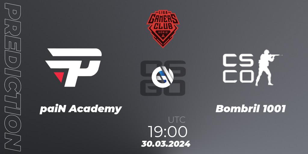 Pronóstico paiN Academy - Bombril 1001. 30.03.2024 at 19:00, Counter-Strike (CS2), Gamers Club Liga Série A: March 2024