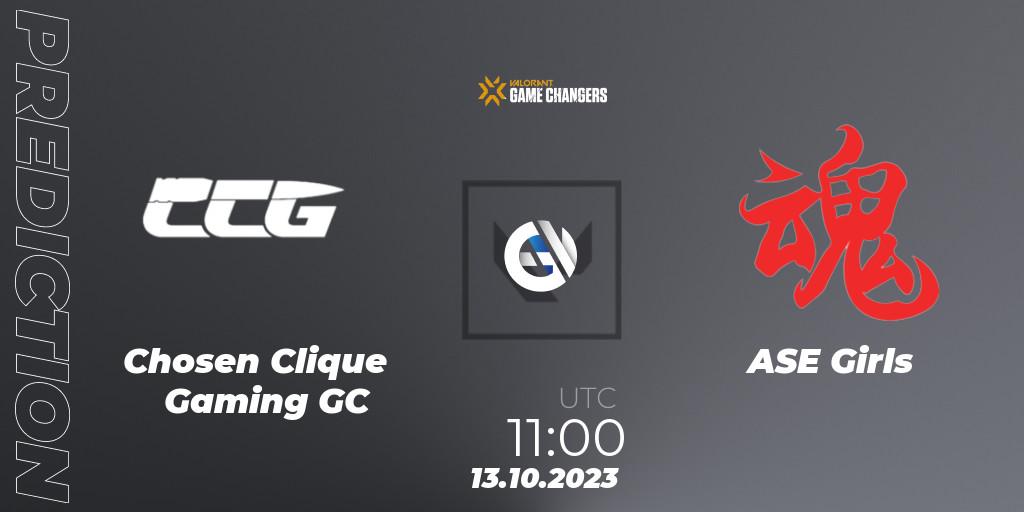 Pronóstico Chosen Clique Gaming GC - ASE Girls. 13.10.2023 at 11:00, VALORANT, VALORANT Champions Tour 2023: Game Changers China Qualifier