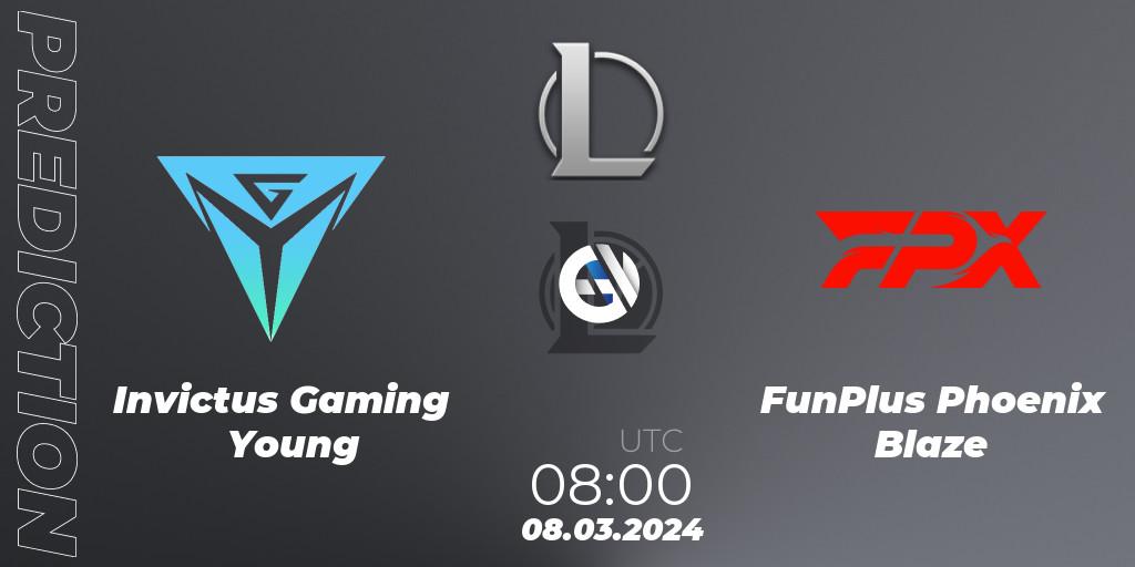 Pronóstico Invictus Gaming Young - FunPlus Phoenix Blaze. 08.03.2024 at 08:00, LoL, LDL 2024 - Stage 1