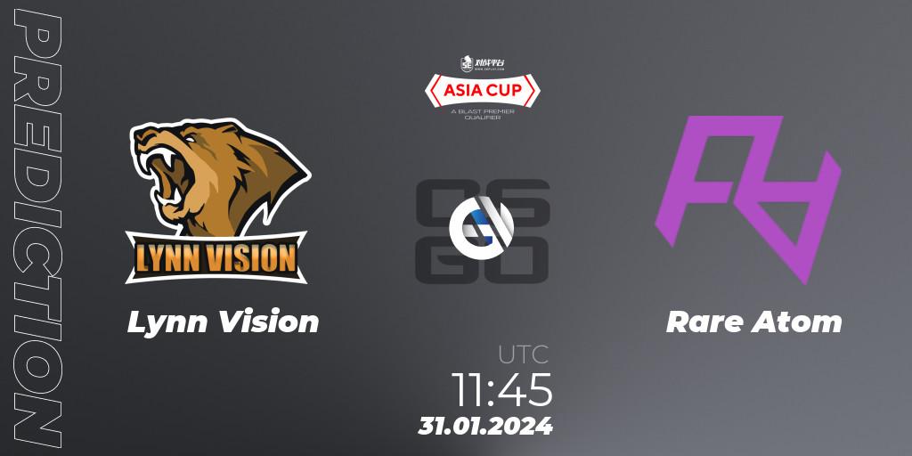 Pronóstico Lynn Vision - Rare Atom. 31.01.24, CS2 (CS:GO), 5E Arena Asia Cup Spring 2024 - BLAST Premier Qualifier
