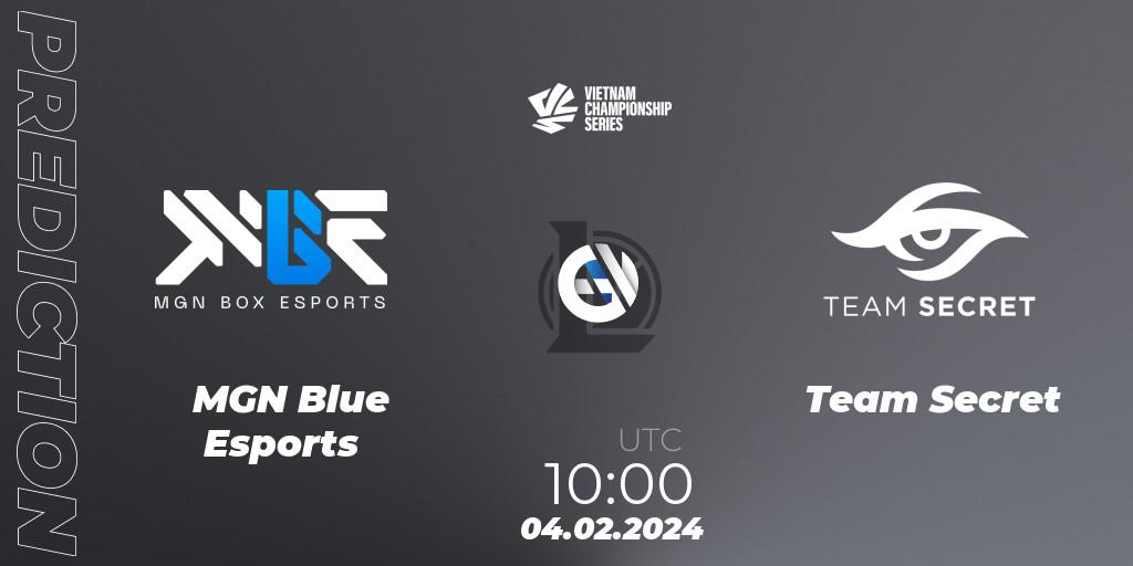 Pronóstico MGN Blue Esports - Team Secret. 04.02.2024 at 10:00, LoL, VCS Dawn 2024 - Group Stage