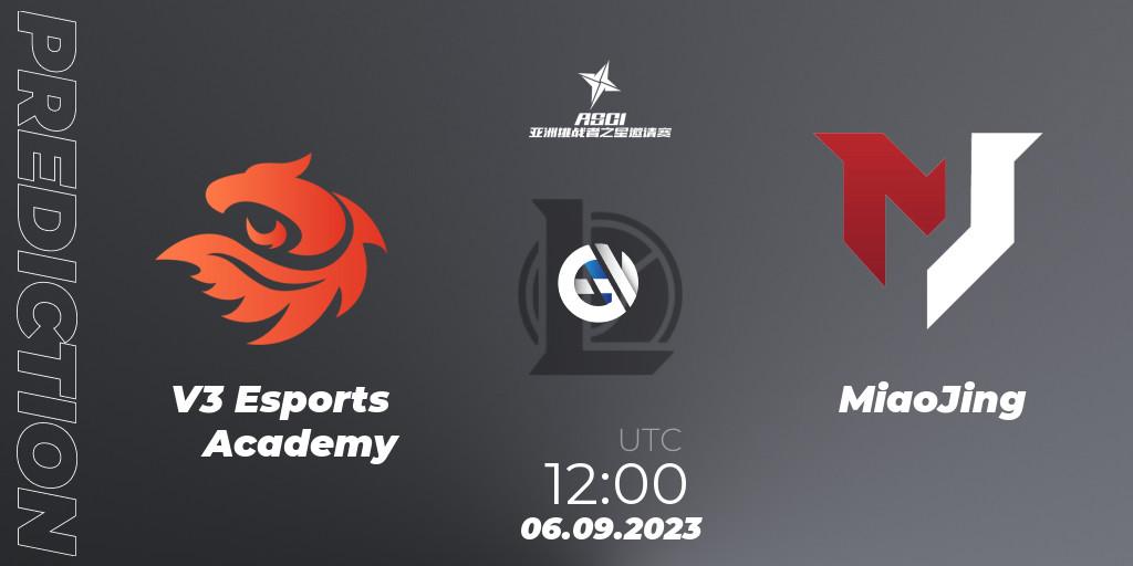 Pronóstico V3 Esports Academy - MiaoJing. 06.09.2023 at 12:00, LoL, Asia Star Challengers Invitational 2023