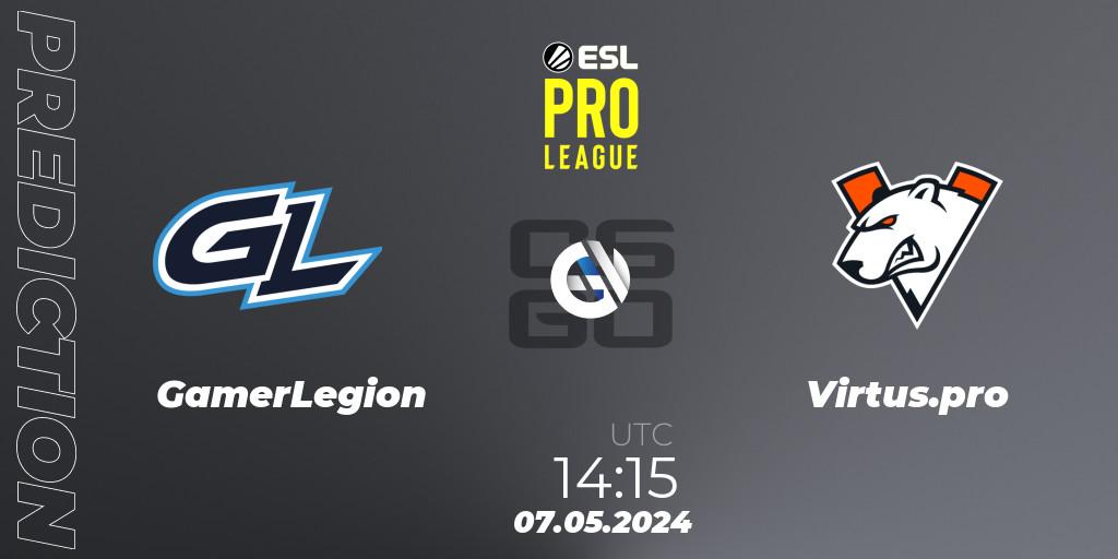 Pronóstico GamerLegion - Virtus.pro. 07.05.24, CS2 (CS:GO), ESL Pro League Season 19
