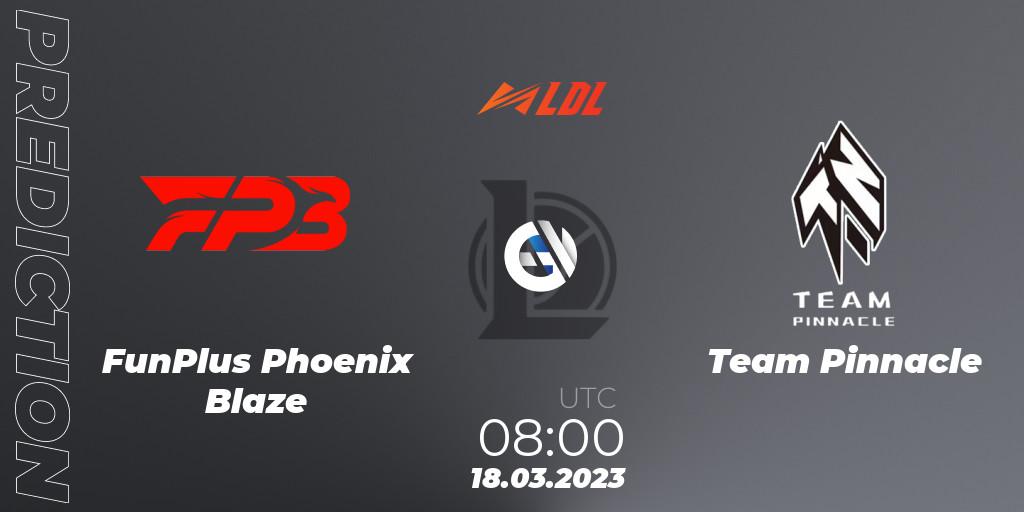 Pronóstico FunPlus Phoenix Blaze - Team Pinnacle. 18.03.2023 at 09:30, LoL, LDL 2023 - Regular Season