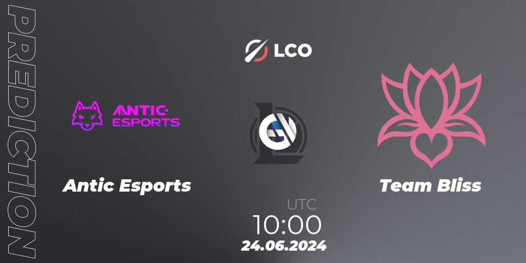 Pronóstico Antic Esports - Team Bliss. 24.06.2024 at 10:00, LoL, LCO Split 2 2024 - Group Stage