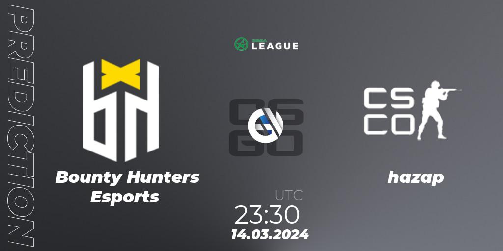 Pronóstico Bounty Hunters Esports - hazap. 14.03.2024 at 23:30, Counter-Strike (CS2), ESEA Season 48: Open Division - South America