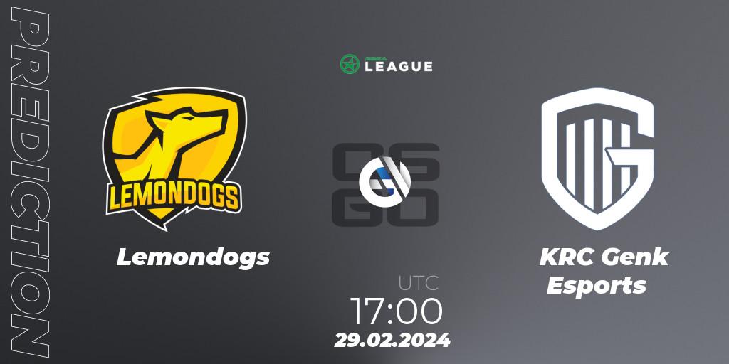 Pronóstico Lemondogs - KRC Genk Esports. 29.02.24, CS2 (CS:GO), ESEA Season 48: Advanced Division - Europe