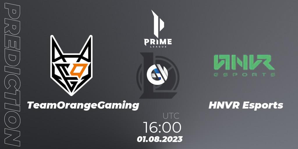 Pronóstico TeamOrangeGaming - HNVR Esports. 01.08.2023 at 16:00, LoL, Prime League 2nd Division Summer 2023