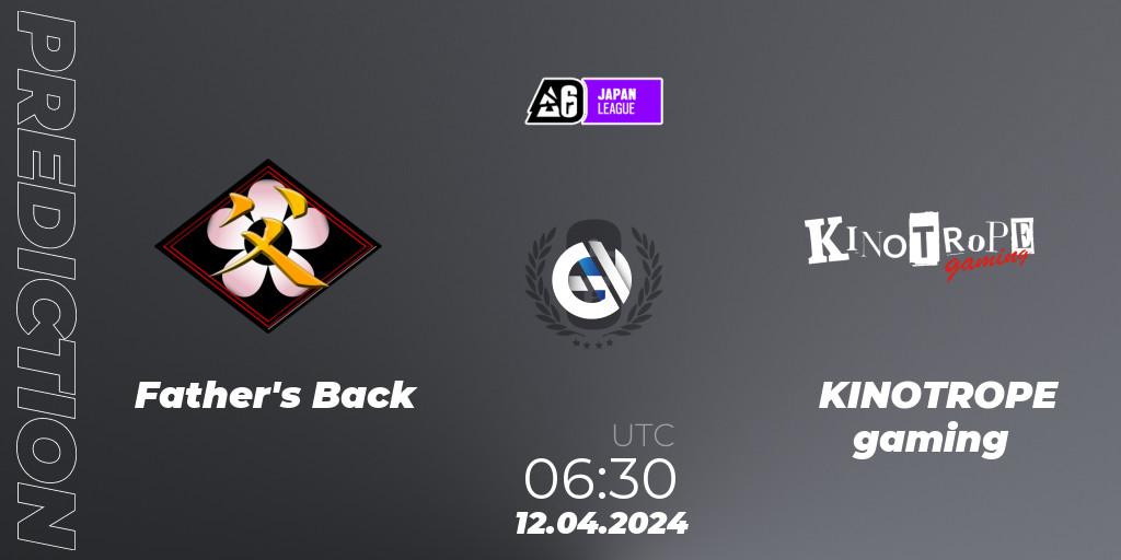 Pronóstico Father's Back - KINOTROPE gaming. 12.04.2024 at 06:30, Rainbow Six, Japan League 2024 - Stage 1