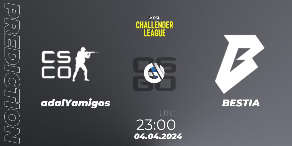Pronóstico adalYamigos - BESTIA. 05.04.2024 at 00:20, Counter-Strike (CS2), ESL Challenger League Season 47: South America