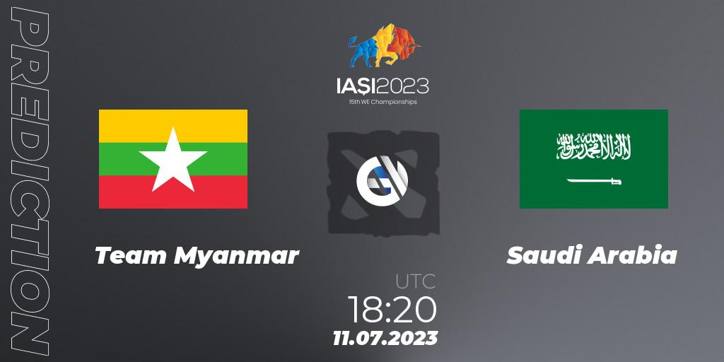 Pronóstico Team Myanmar - Saudi Arabia. 11.07.2023 at 18:14, Dota 2, Gamers8 IESF Asian Championship 2023