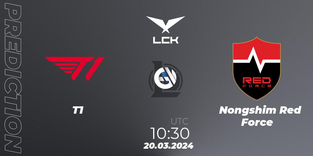 Pronóstico T1 - Nongshim Red Force. 20.03.2024 at 10:30, LoL, LCK Spring 2024 - Group Stage
