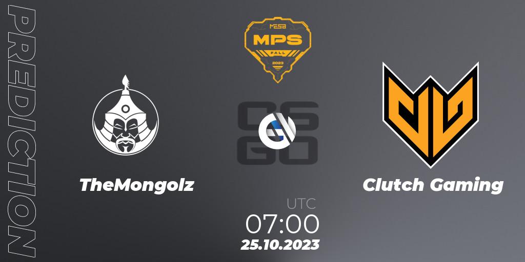 Pronóstico TheMongolz - Clutch Gaming. 25.10.2023 at 08:00, Counter-Strike (CS2), MESA Pro Series: Fall 2023