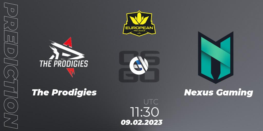 Pronóstico The Prodigies - Nexus Gaming. 09.02.23, CS2 (CS:GO), European Pro League Season 6: Division 2
