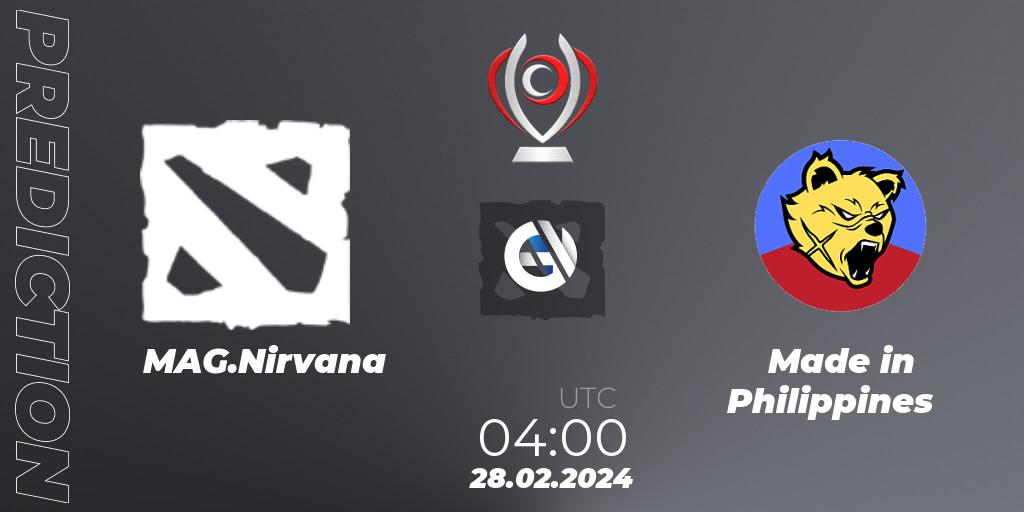 Pronóstico MAG.Nirvana - Made in Philippines. 28.02.2024 at 04:11, Dota 2, Opus League