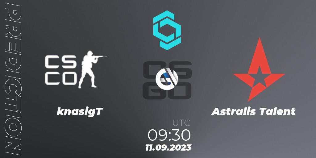Pronóstico knasigT - Astralis Talent. 11.09.2023 at 09:30, Counter-Strike (CS2), CCT North Europe Series #8: Closed Qualifier