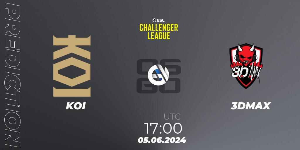 Pronóstico KOI - 3DMAX. 05.06.2024 at 17:00, Counter-Strike (CS2), ESL Challenger League Season 47: Europe