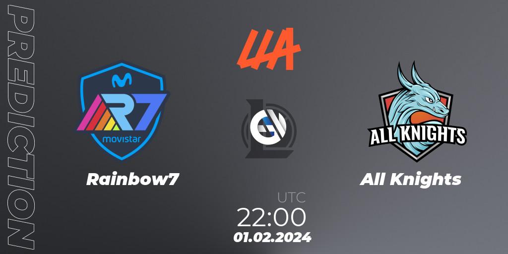 Pronóstico Rainbow7 - All Knights. 01.02.2024 at 22:00, LoL, LLA 2024 Opening Group Stage