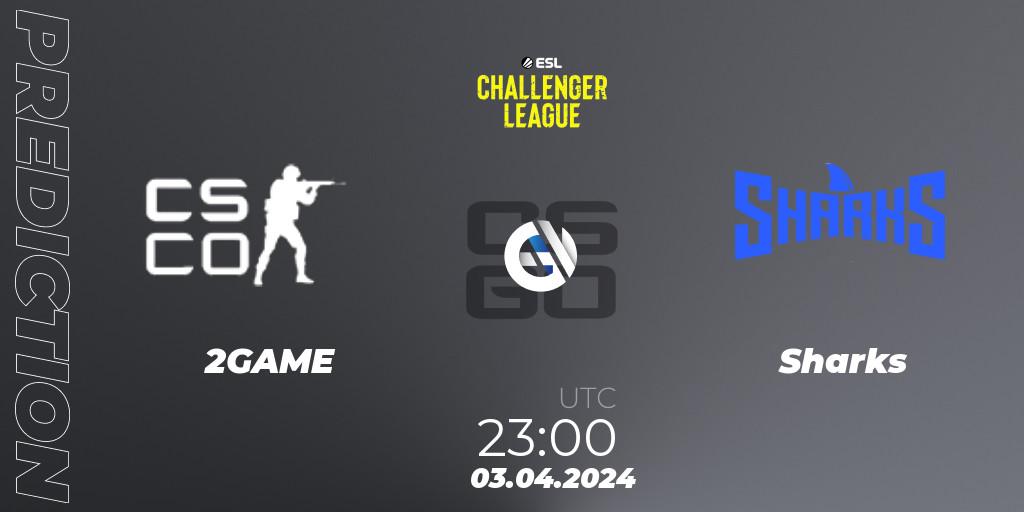 Pronóstico 2GAME - Sharks. 03.04.2024 at 22:50, Counter-Strike (CS2), ESL Challenger League Season 47: South America