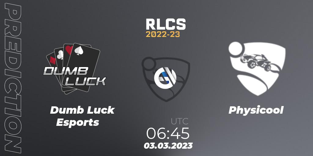Pronóstico Dumb Luck Esports - Physicool. 03.03.2023 at 06:45, Rocket League, RLCS 2022-23 - Winter: Oceania Regional 3 - Winter Invitational