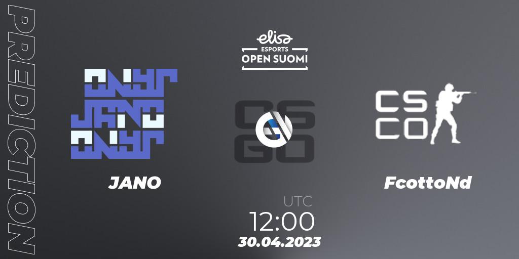 Pronóstico JANO - FcottoNd. 30.04.2023 at 12:00, Counter-Strike (CS2), Elisa Open Suomi Season 5