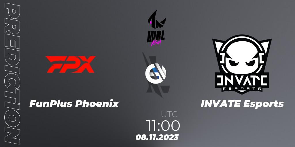 Pronóstico FunPlus Phoenix - INVATE Esports. 08.11.23, Wild Rift, WRL Asia 2023 - Season 2 - Regular Season