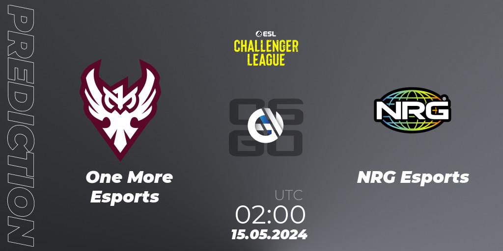 Pronóstico One More Esports - NRG Esports. 15.05.2024 at 02:00, Counter-Strike (CS2), ESL Challenger League Season 47: North America