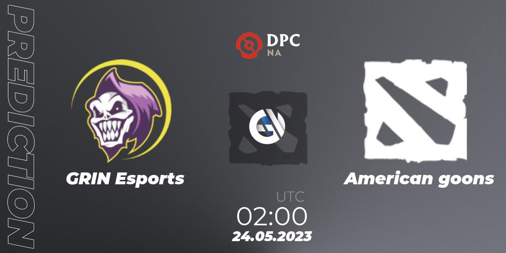 Pronóstico GRIN Esports - American goons. 23.05.2023 at 23:59, Dota 2, DPC 2023 Tour 3: NA Closed Qualifier