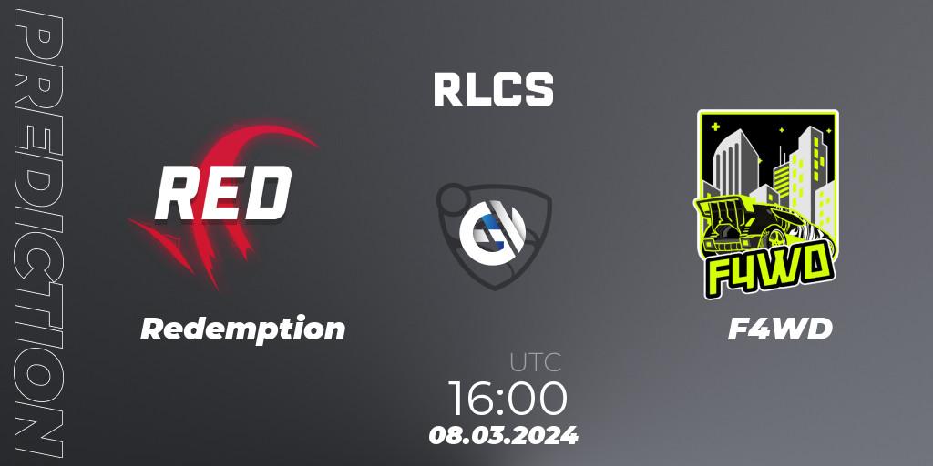 Pronóstico Redemption - F4WD. 08.03.2024 at 16:00, Rocket League, RLCS 2024 - Major 1: Europe Open Qualifier 3