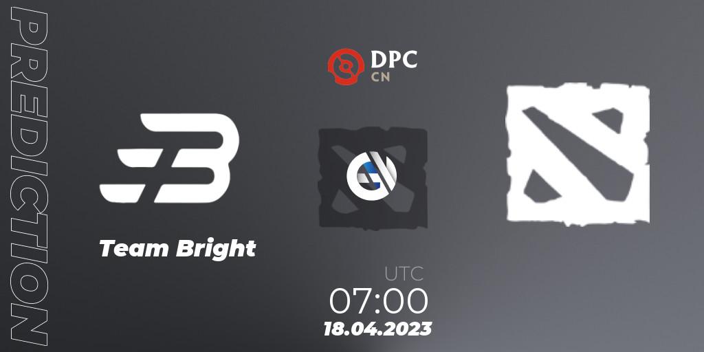 Pronóstico Team Bright - 孤独摇滚. 18.04.2023 at 06:59, Dota 2, DPC 2023 Tour 2: CN Division II (Lower)