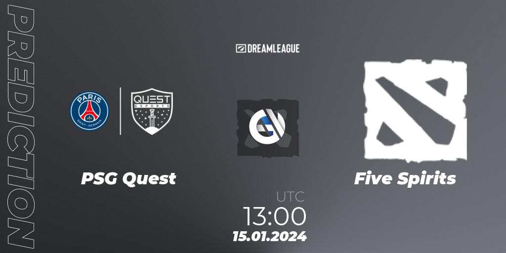 Pronóstico PSG Quest - Five Spirits. 15.01.2024 at 13:45, Dota 2, DreamLeague Season 22: MENA Closed Qualifier